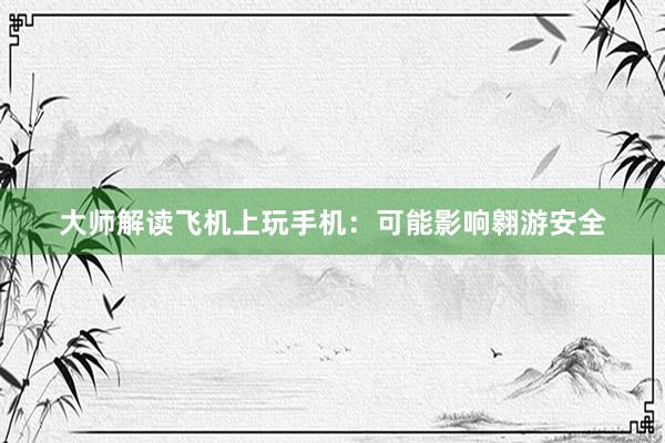 大师解读飞机上玩手机：可能影响翱游安全